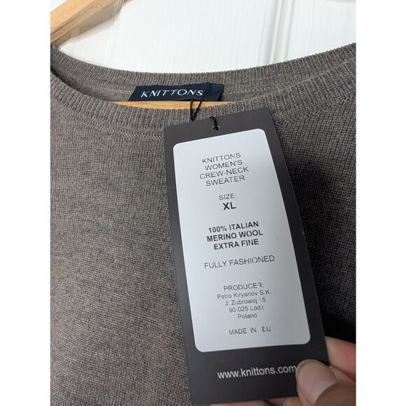 Knittons Women’s Merino Wool Sweater Crew Neck Pullover Brown - Picture 5 of 6